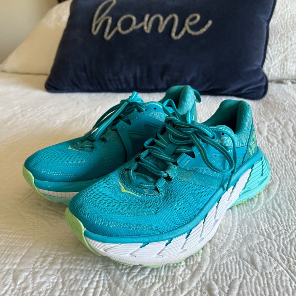 Hoka Women's Turquoise and White Athletic Shoes